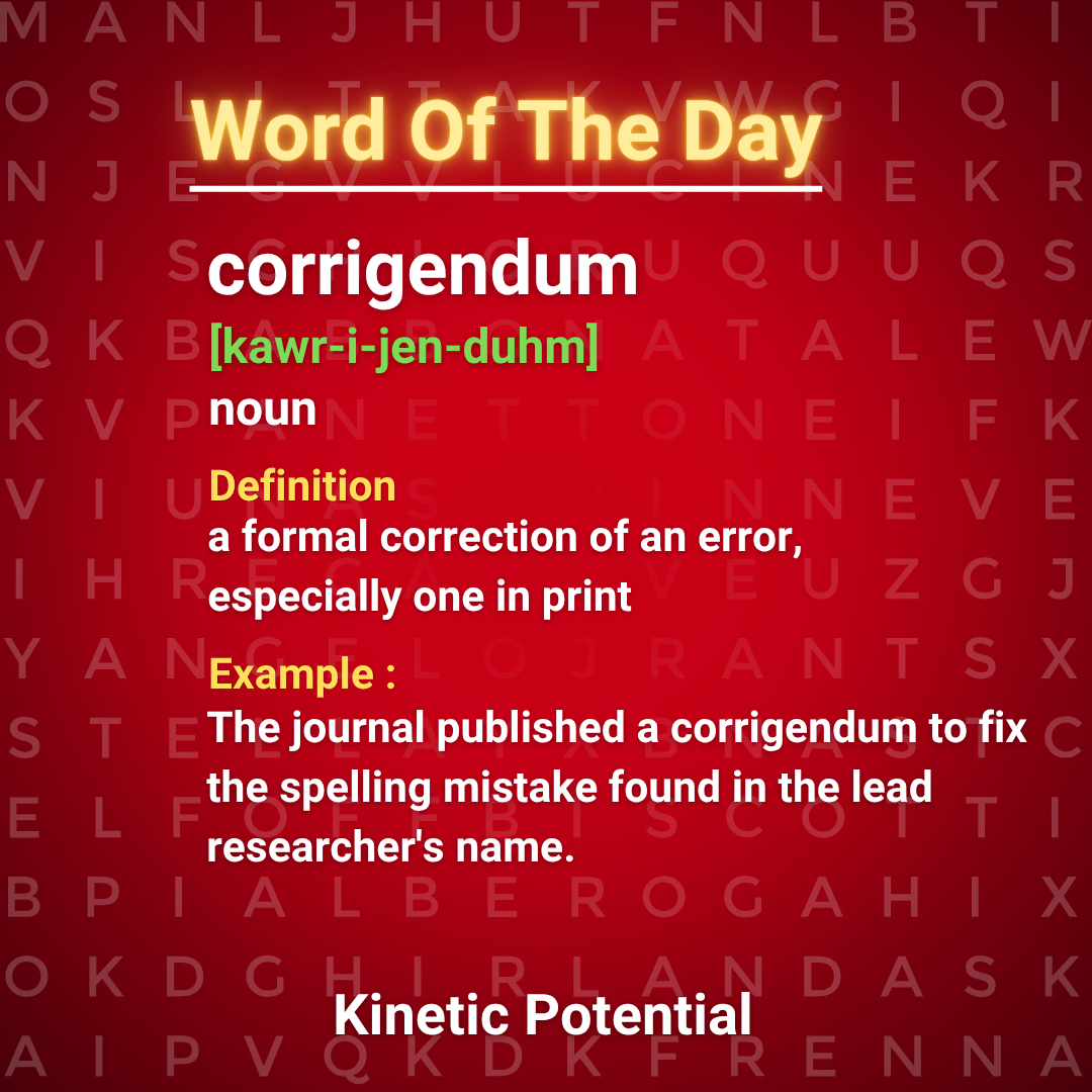 Word Of The Day  corrigendum