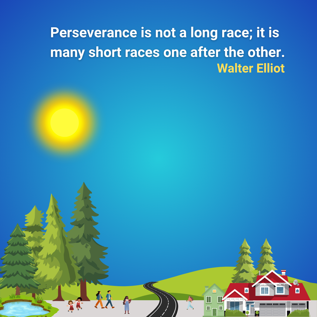 Perseverance is not a long race; it is many short races one after the other.