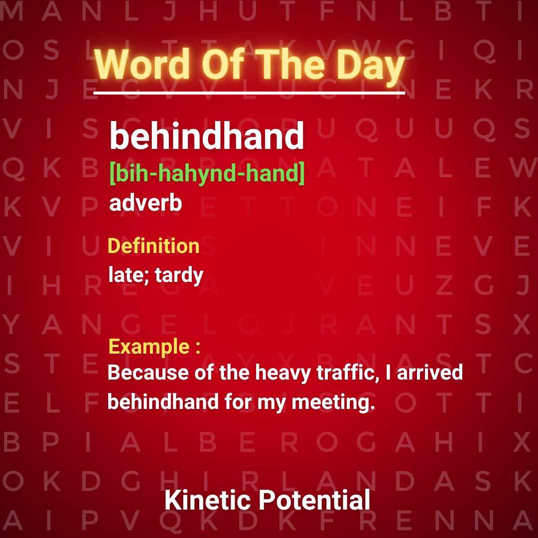 Word Of The Day  behindhand